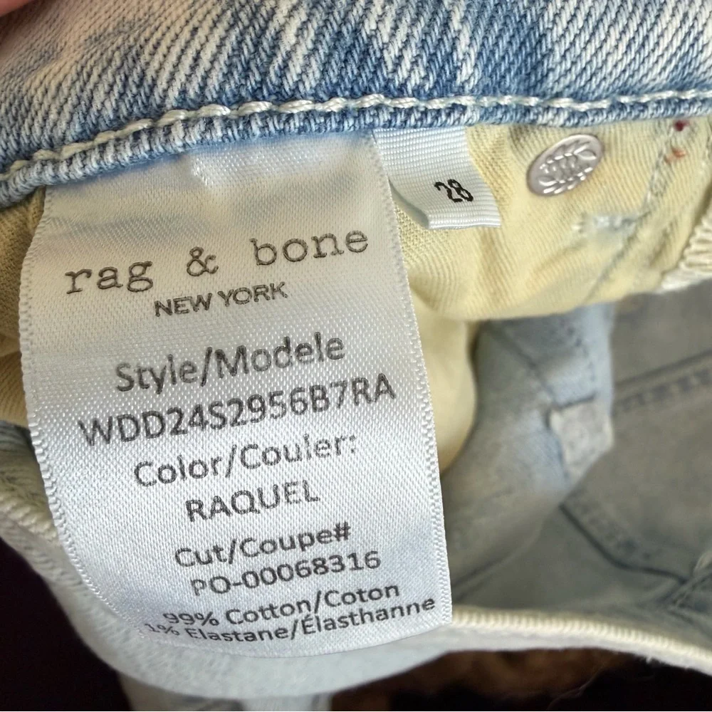 NWOT rag & bone Harlow Midrise Straight Jeans - raw hem light Raquel wash 28